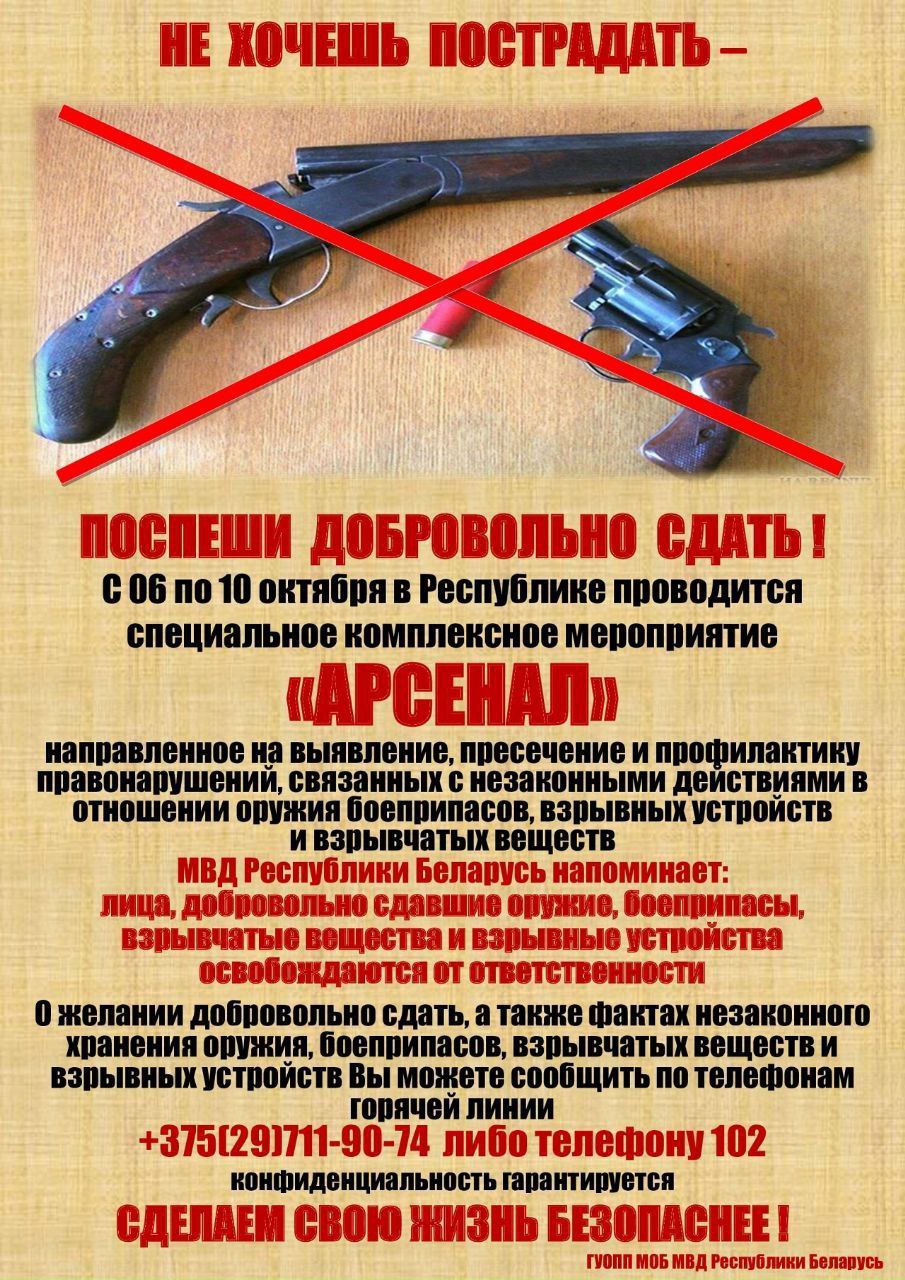 С 6 октября начинаются оперативно-профилактические мероприятия «Арсенал»